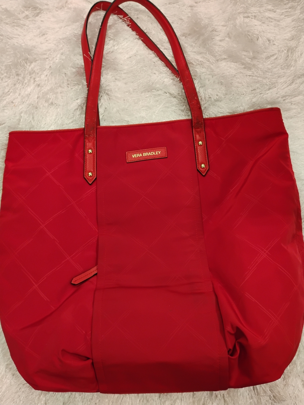 Vera Bradley Bright Red Quilted Nylon Tote